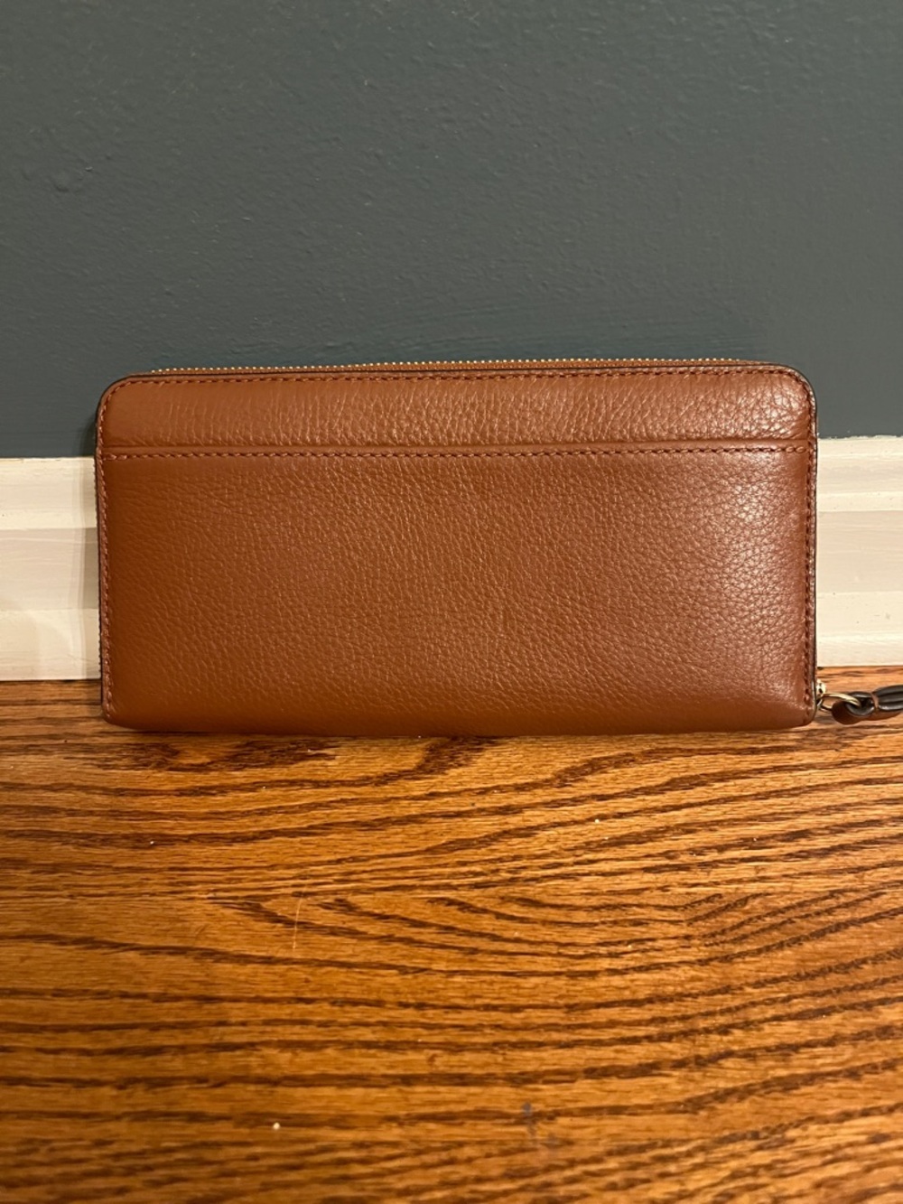 Coach F52718 Saddle Brown Pebble Leather Double Accordion Zip LG Wallet/Wristlet - Picture 3 of 11